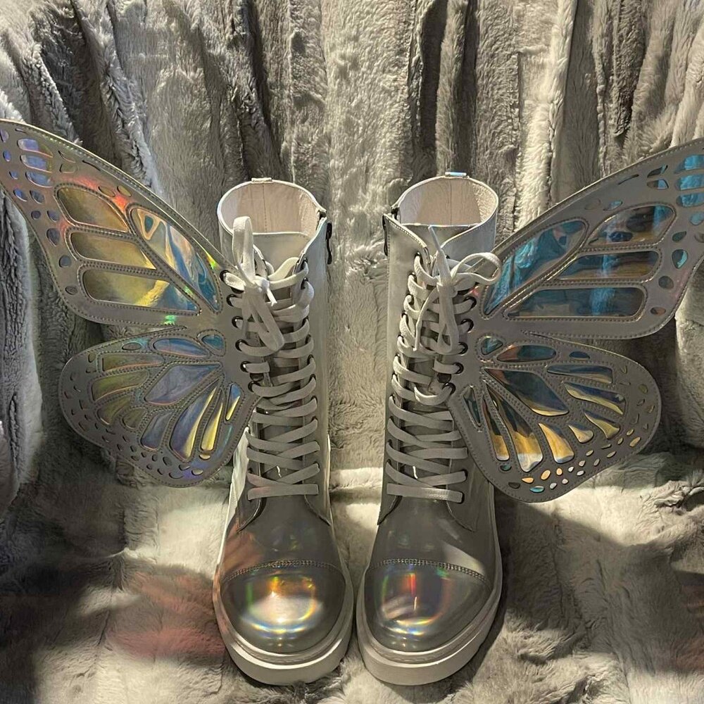 Lenticular Rainbow Fairy Wing Boots
